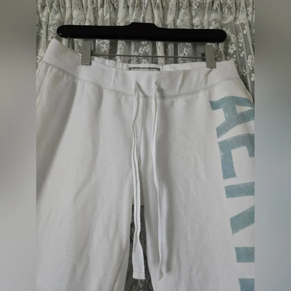 Vintage Y2K Aerie Cropped Sweatpants White Logo Joggers | Size S - Picture 5 of 11